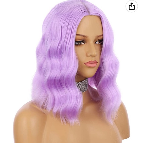 14 Inch Purple Lavender Curled Wig - Picture 4 of 8
